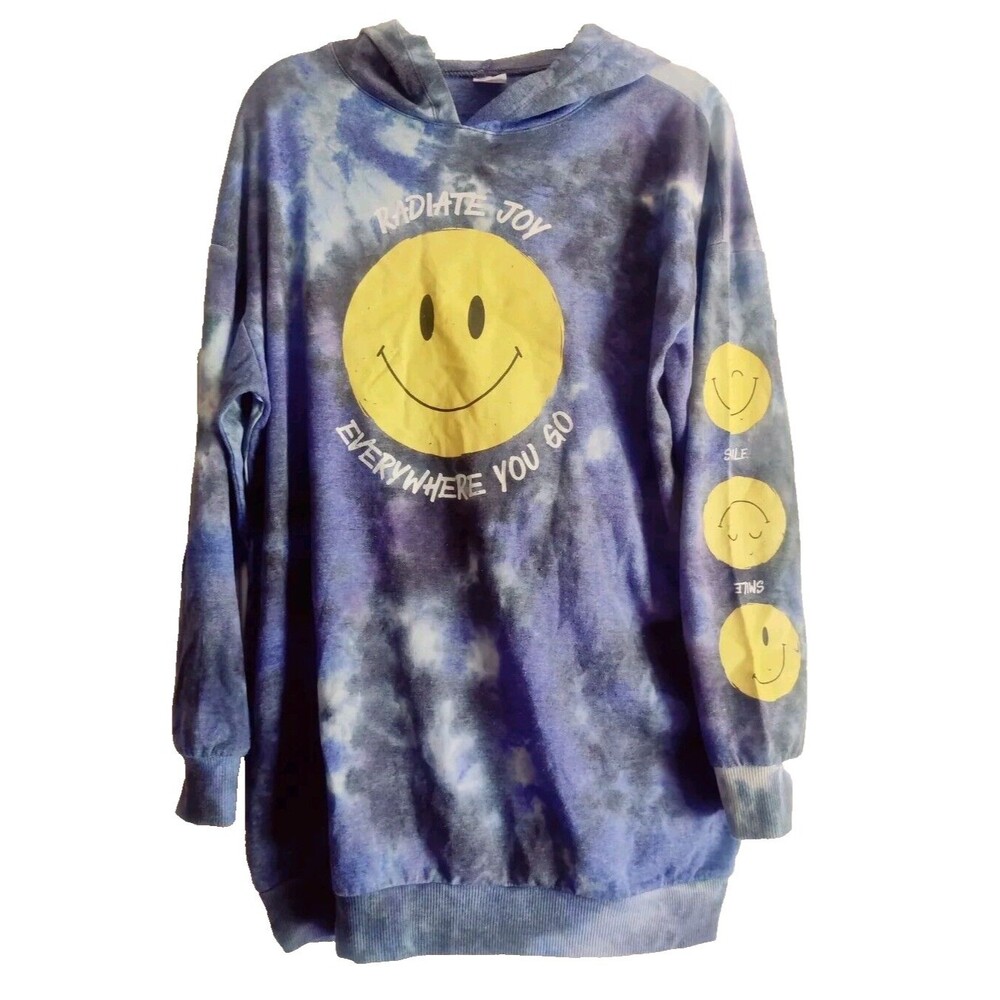 No Boundaries Juniors Large L  11-13 Long Sleeve Tie Dye Hooded Pullover Hoodie